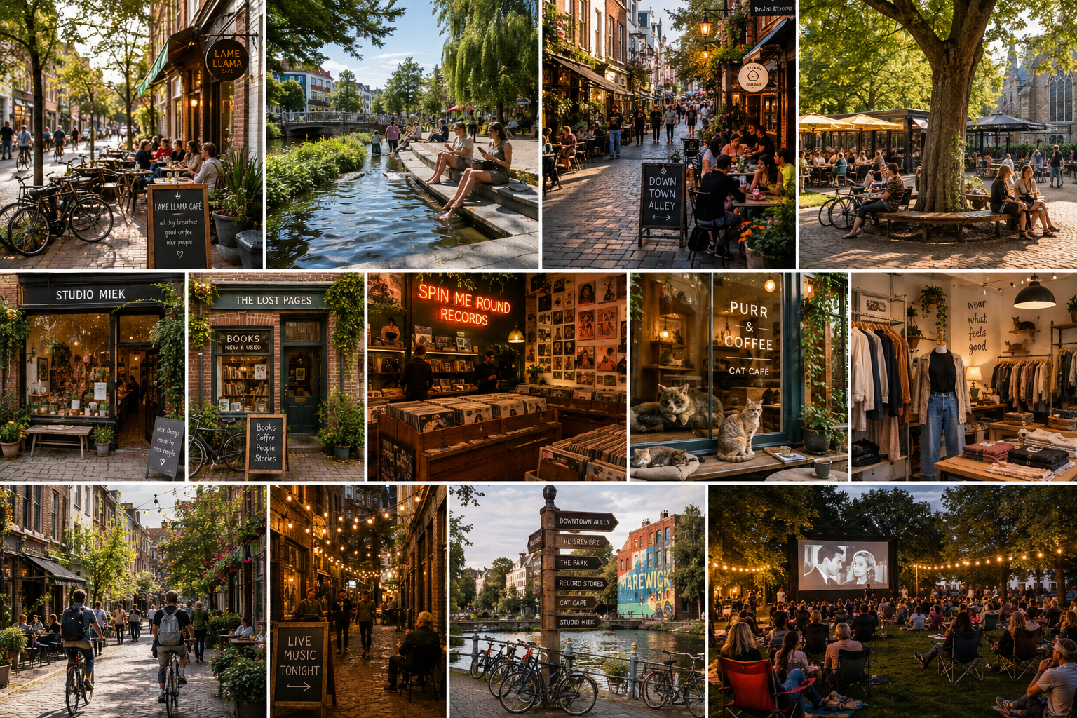 Downtown Alley, a lively independent shopping and café street.